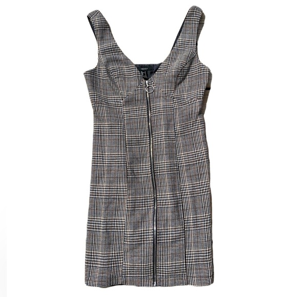 💜 Forever 21 Plaid Zip Front Mini Dress - Size Small - Picture 1 of 6